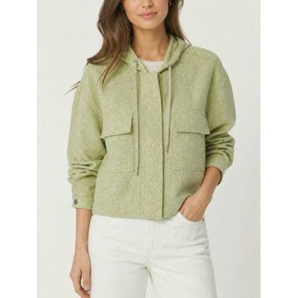 Avec Les Filles Utility Jacket‎ Womens Medium Green Tweed Hooded